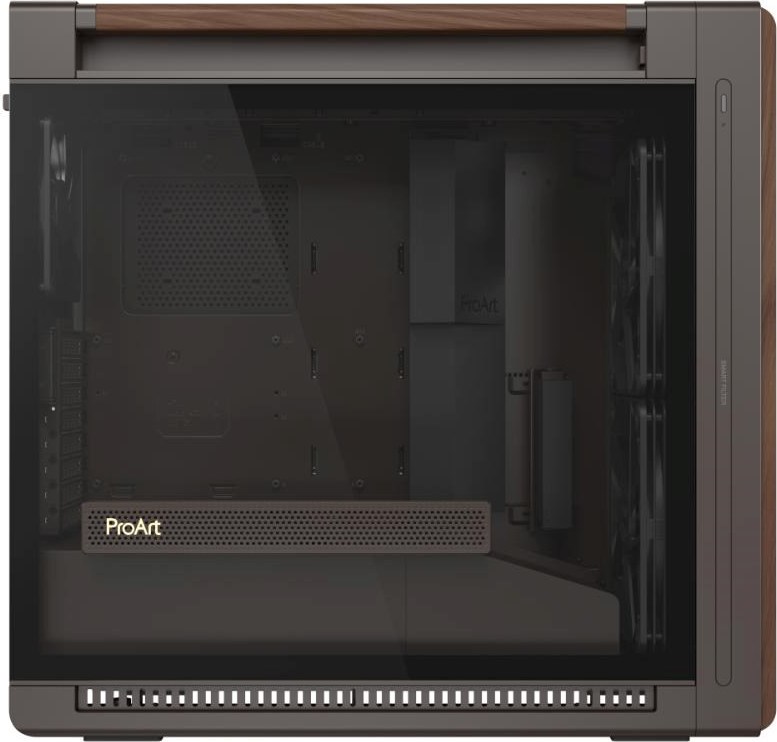 ASUS case PROART PA602 WALNUT WOOD RETRO TG, Mid Tower, průhledná bočnice, hnědá