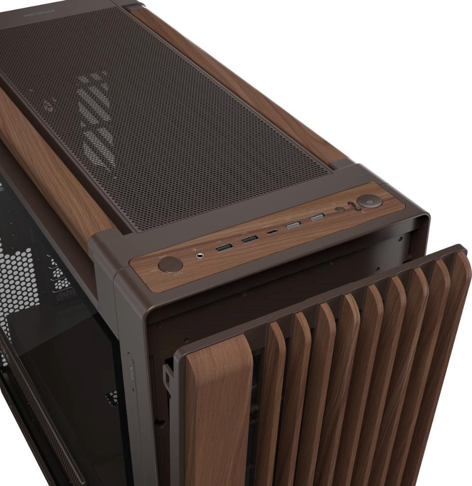 ASUS case PROART PA602 WALNUT WOOD RETRO TG, Mid Tower, průhledná bočnice, hnědá
