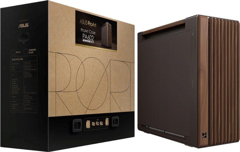 ASUS case PROART PA602 WALNUT WOOD RETRO METAL, Mid Tower, hnědá
