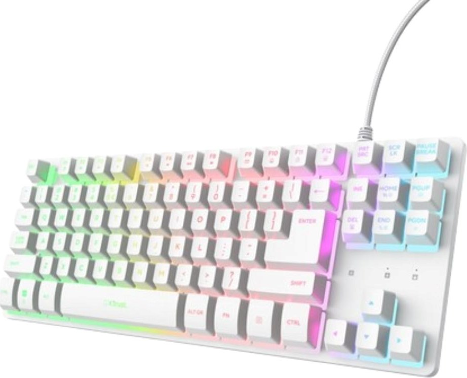 TRUST Klávesnice GXT 833 Thado, Membránová, USB, RGB, bílá