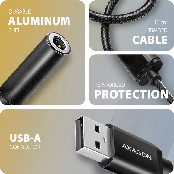AXAGON ADA-HA, USB-A na 3.5mm jack Hi-Res DAC audio adaptér, 384kHz/32bit, stereo