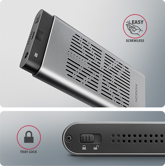 AXAGON EEM2-20GD, USB-C 20Gbps externý box pre dva M.2 NVMe SSD s funkciou klonovania