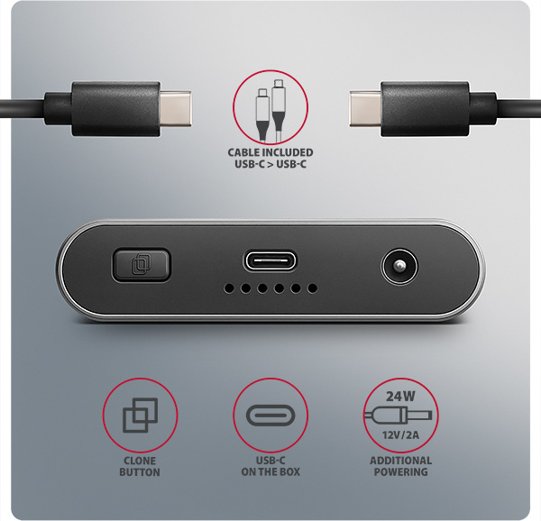AXAGON EEM2-20GD, USB-C 20Gbps externý box pre dva M.2 NVMe SSD s funkciou klonovania
