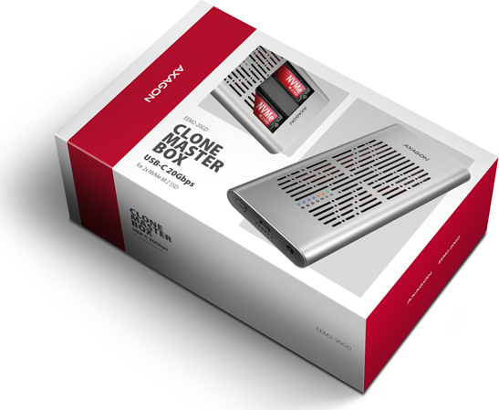 AXAGON EEM2-20GD, USB-C 20Gbps externý box pre dva M.2 NVMe SSD s funkciou klonovania
