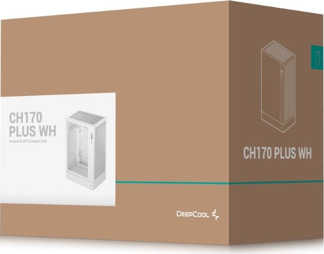 DEEPCOOL Case CH170 PLUS WH, ATX, Průhledná bočnice, bílá
