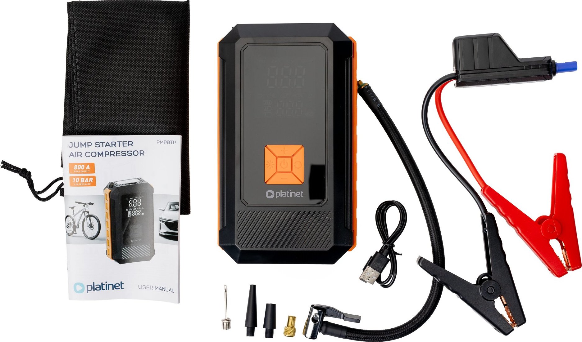 MIX Platinet PMPBTP Powerbanka 8000 mAh, JUMPSTARTER 800A, kompresor 25 l/min 10 BAR, black