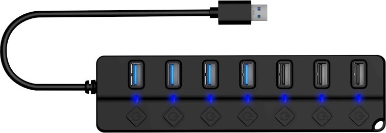 CONNECT IT USB Hub Mighty Switch 2, 4xUSB 3.0, 3xUSB 2.0, externí, černá