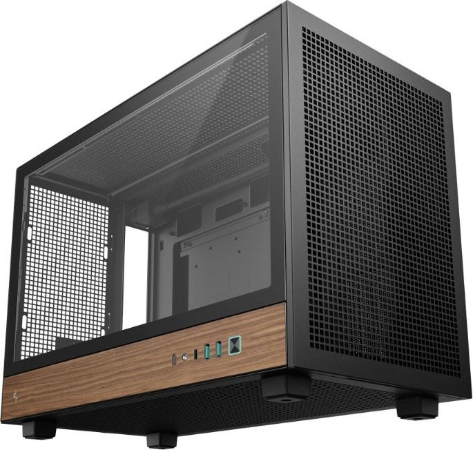 DEEPCOOL Case CH260 WOOD, mATX, Průhledná bočnice, černo-dřevěná