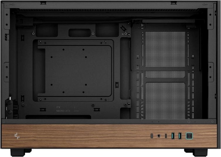 DEEPCOOL Case CH260 WOOD, mATX, Průhledná bočnice, černo-dřevěná