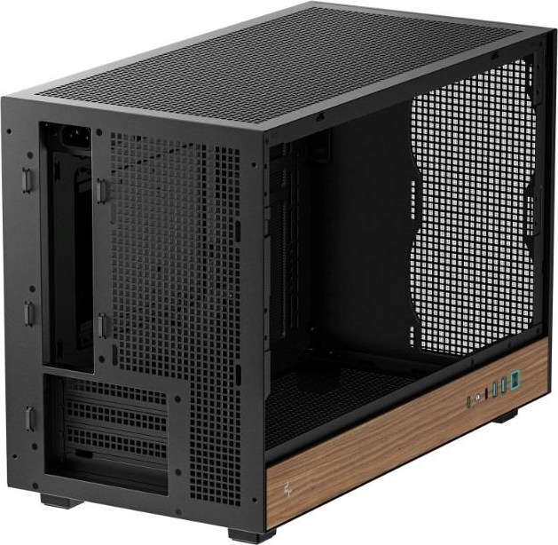 DEEPCOOL Case CH260 WOOD, mATX, Průhledná bočnice, černo-dřevěná
