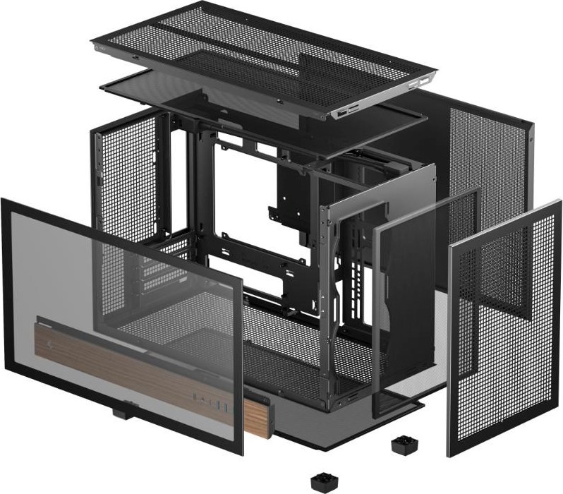 DEEPCOOL Case CH260 WOOD, mATX, Průhledná bočnice, černo-dřevěná
