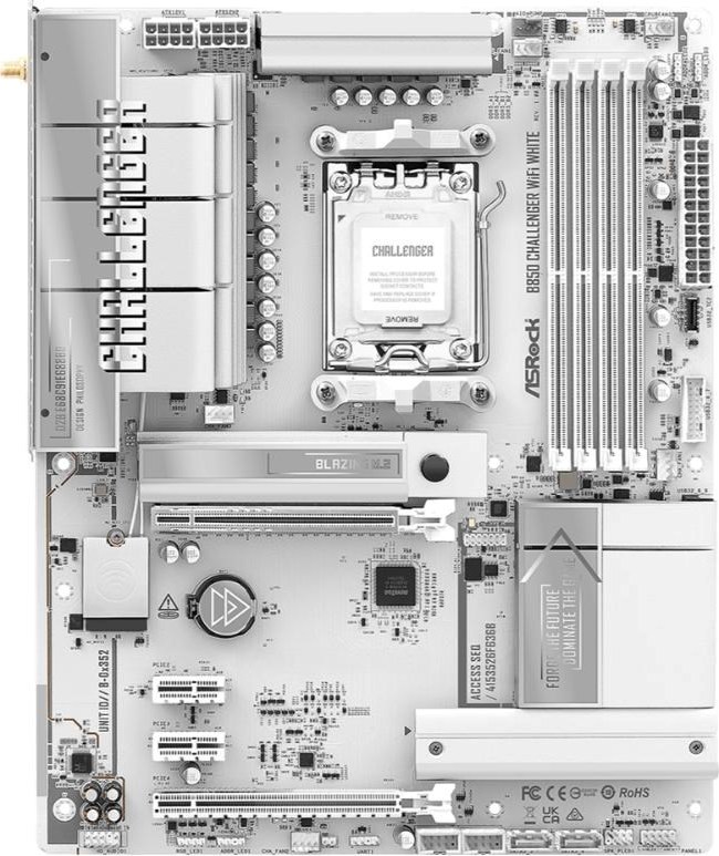 ASRock MB Sc AM5 B850M Challenger WiFi WHITE,  AMD B850, 4xDDR5, 1xHDMI, WiFi, mATX