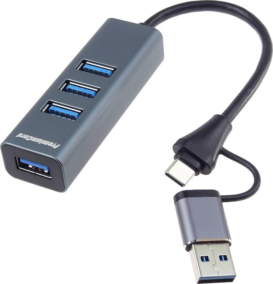 PremiumCord Hub 5G SuperSpeed, USB-C a USB-A na 4x USB-A 3.2 Gen 1
