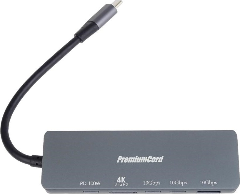 PremiumCord Adaptér USB-C na 4K@60Hz HDMI + 10G USB3.2 A + 10G 2x USB-C + PD