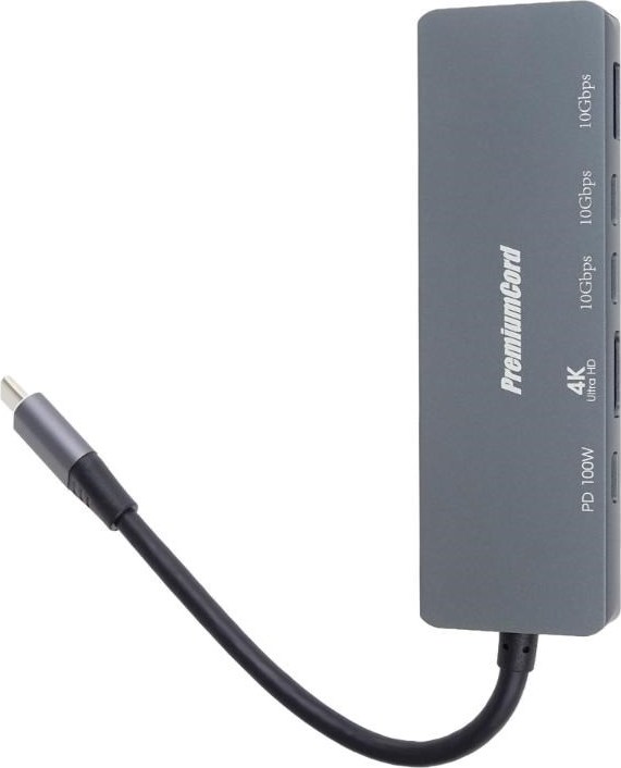 PremiumCord Adaptér USB-C na 4K@60Hz HDMI + 10G USB3.2 A + 10G 2x USB-C + PD