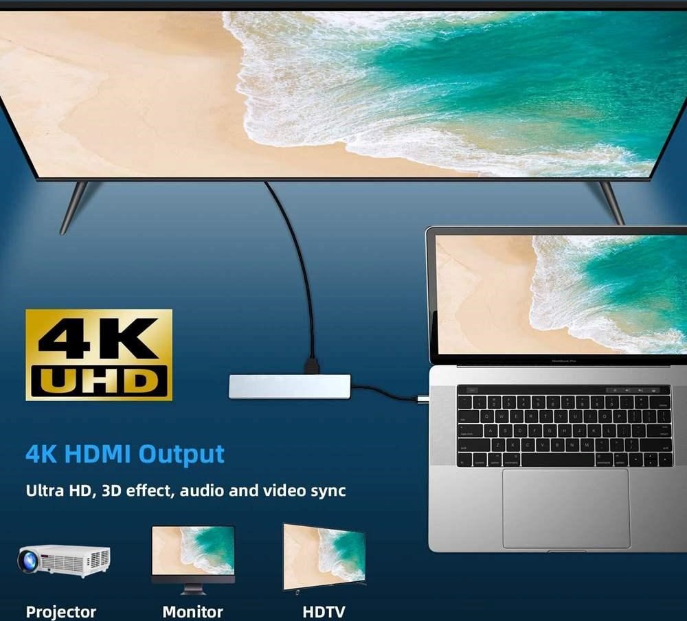 PremiumCord Adaptér USB-C na 4K@60Hz HDMI + 10G USB3.2 A + 10G 2x USB-C + PD