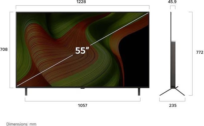 LG OLED55B56LA 55" 4K Smart TV, OLED, Perfect Black, webOS, AI Magic Remote, HDMI 2.1, USB, Wi-Fi, Bluetooth