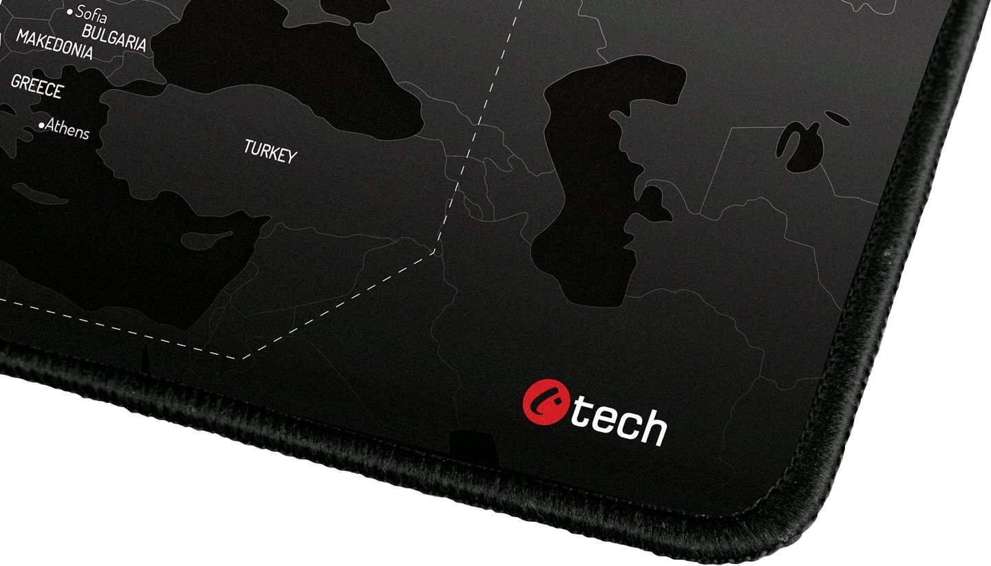Herná podložka pod myš C-TECH MP-01W (World), 900x270x4mm, obšité okraje