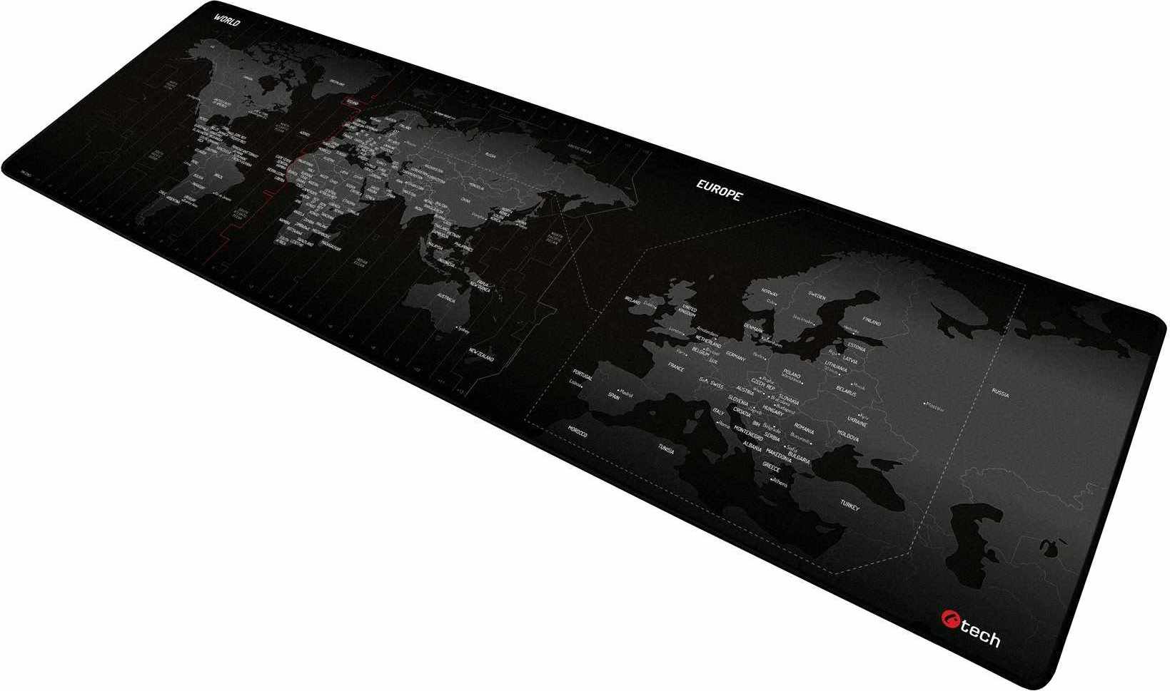 Herná podložka pod myš C-TECH MP-01W (World), 900x270x4mm, obšité okraje