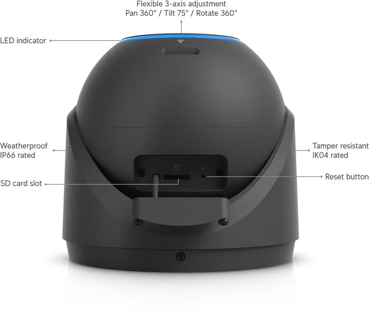 Ubiquiti UBNT G6 Pro Turret, UniFi 8MP IP kamera, černá