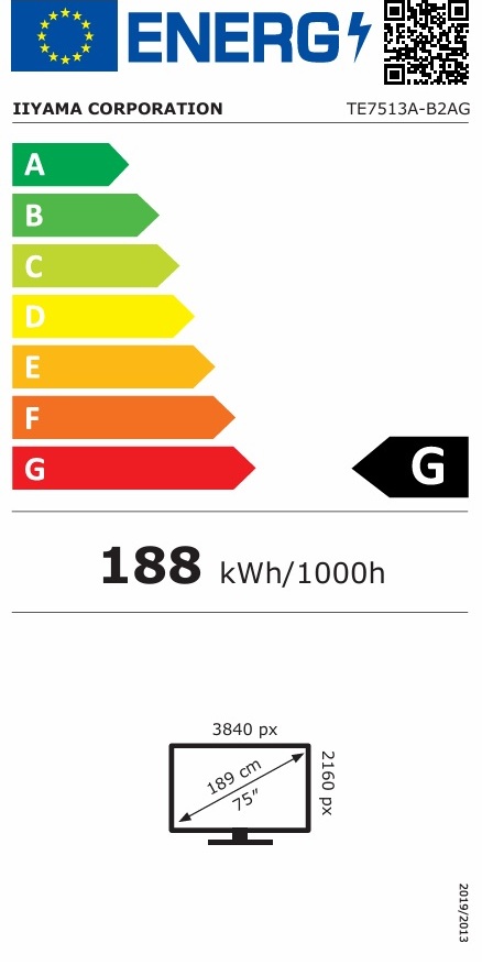 75" iiyama TE7513A-B2AG:IPS,4K,40P,EDLA
