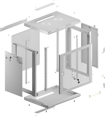 LANBERG NÁSTĚNNÁ INSTALAČNÍ SKŘÍŇ 19" 12U 600X450 ŠEDÉ PERFOROVANÉ DVEŘE - PLOCHÉ BALENÍ