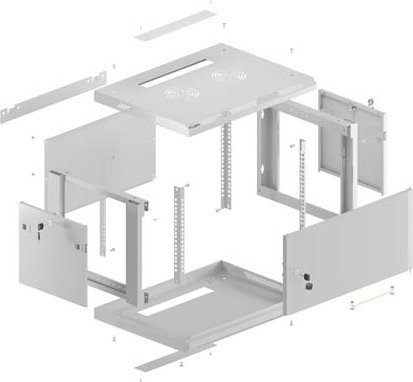 LANBERG NÁSTĚNNÁ INSTALAČNÍ SKŘÍŇ 19" 4U 600X450 ŠEDÁ KOVOVÁ DVÍŘKA (PLOCHÉ BALENÍ)
