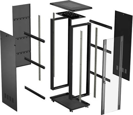 LANBERG INSTALAČNÍ SKŘÍŇOVÝ ROZVADĚČ 19" 42U 600X1000 ČERNÉ SKLENĚNÉ DVEŘE (PLOCHÉ BALENÍ)