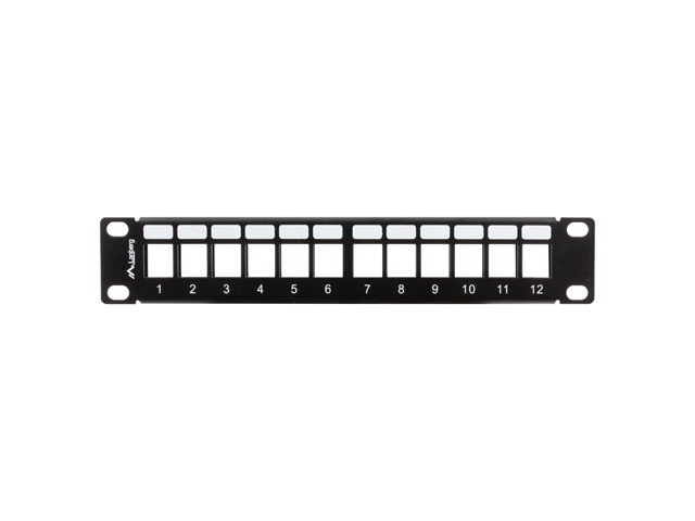 LANBERG PATCH PANEL 12 PORTŮ 1U S ORGANIZÉREM PRO KEYSTONE MODULY ČERNÝ