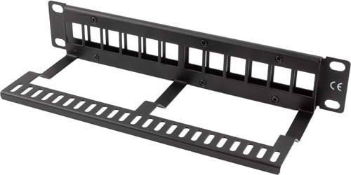 LANBERG PATCH PANEL 12 PORTŮ 1U S ORGANIZÉREM PRO KEYSTONE MODULY ČERNÝ