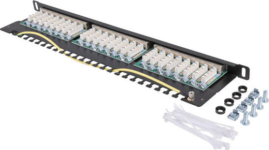 LANBERG PATCH PANEL 24 PORTŮ 0,5U 19" CAT.5E FTP STÍNĚNÝ ČERNÝ