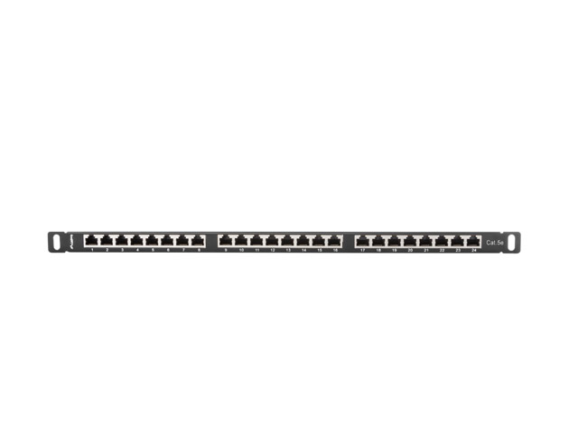 LANBERG PATCH PANEL 24 PORTŮ 0,5U 19" CAT.5E FTP STÍNĚNÝ ČERNÝ