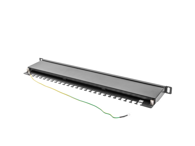 LANBERG PATCH PANEL 24 PORTŮ 0,5U 19" CAT.5E FTP STÍNĚNÝ ČERNÝ