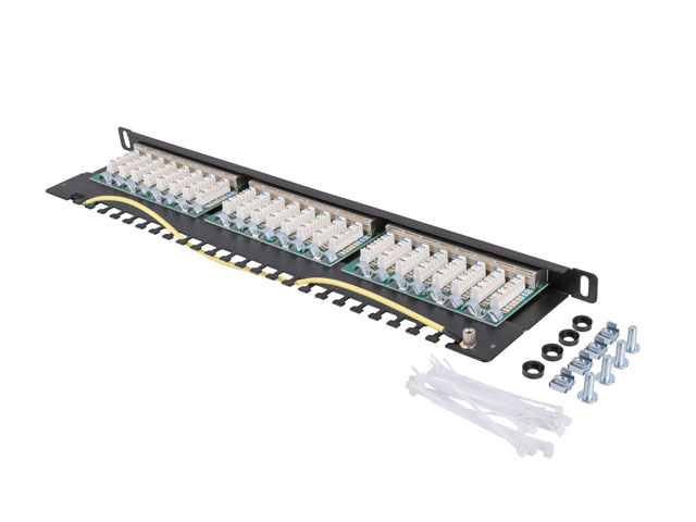 LANBERG PATCH PANEL 24 PORTŮ 0,5U 19" CAT.6 FTP STÍNĚNÝ ČERNÝ