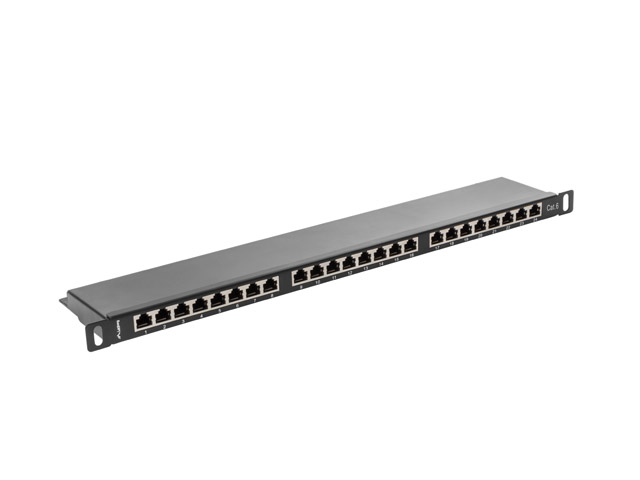 LANBERG PATCH PANEL 24 PORTŮ 0,5U 19" CAT.6 FTP STÍNĚNÝ ČERNÝ