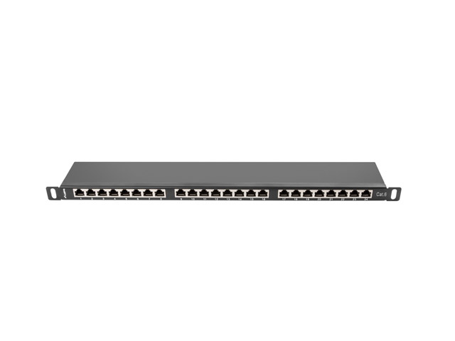 LANBERG PATCH PANEL 24 PORTŮ 0,5U 19" CAT.6 FTP STÍNĚNÝ ČERNÝ