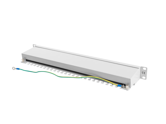 LANBERG PATCH PANEL 24 PORTŮ 1U 19" CAT.6 FTP STÍNĚNÝ ŠEDÝ