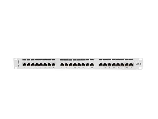 LANBERG PATCH PANEL 24 PORTŮ 1U 19" CAT.6 FTP STÍNĚNÝ ŠEDÝ