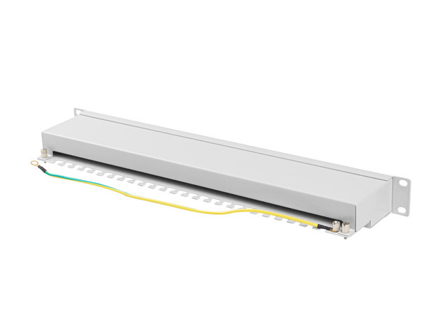LANBERG PATCH PANEL 24 PORTŮ 1U 19" CAT.6A FTP STÍNĚNÝ ŠEDÝ