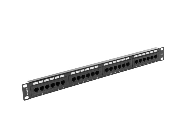 LANBERG PATCH PANEL 24 PORTŮ 1U 19" CAT.5E UTP ČERNÝ