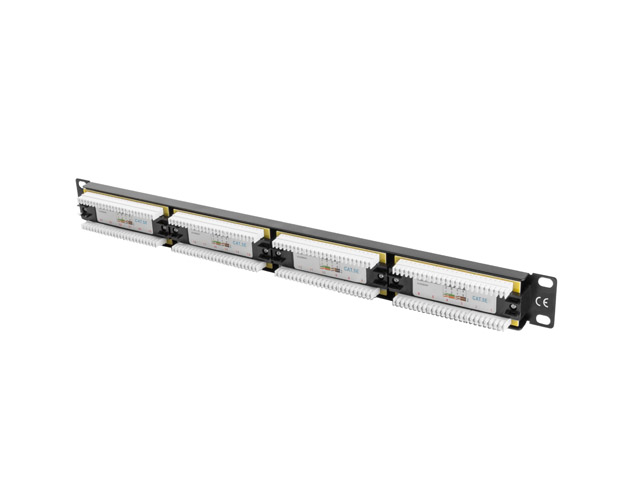 LANBERG PATCH PANEL 24 PORTŮ 1U 19" CAT.5E UTP ČERNÝ