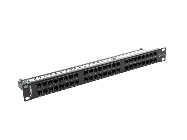 LANBERG PATCH PANEL 48 PORTŮ 1U 19" CAT.5E UTP ČERNÝ
