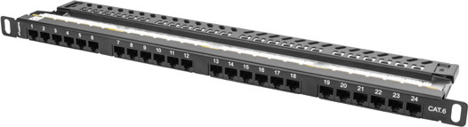 LANBERG PATCH PANEL 24 PORTŮ 0,5U 19" CAT.6 UTP ČERNÝ LANBERG