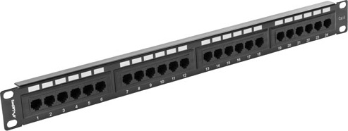LANBERG PATCH PANEL 24 PORTŮ 1U 19" CAT.6 UTP ČERNÝ