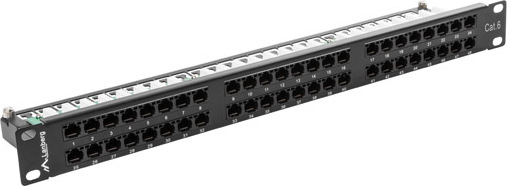 LANBERG PATCH PANEL 48 PORTŮ 1U 19" CAT.6 UTP ČERNÝ