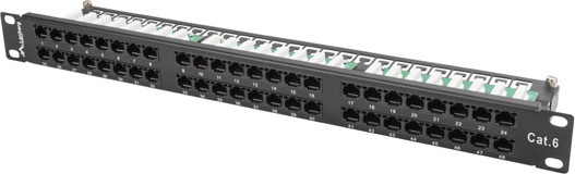 LANBERG PATCH PANEL 48 PORTŮ 1U 19" CAT.6 UTP ČERNÝ