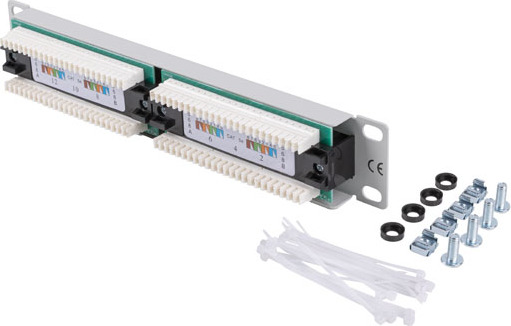 LANBERG PATCH PANEL 12PORT 1U 10" CAT.6 UTP ŠEDÝ