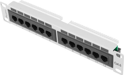 LANBERG PATCH PANEL 12PORT 1U 10" CAT.6 UTP ŠEDÝ