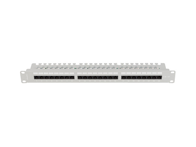 LANBERG PATCH PANEL 24 PORTŮ 1U 19" CAT.6A UTP S POLICÍ ŠEDÝ
