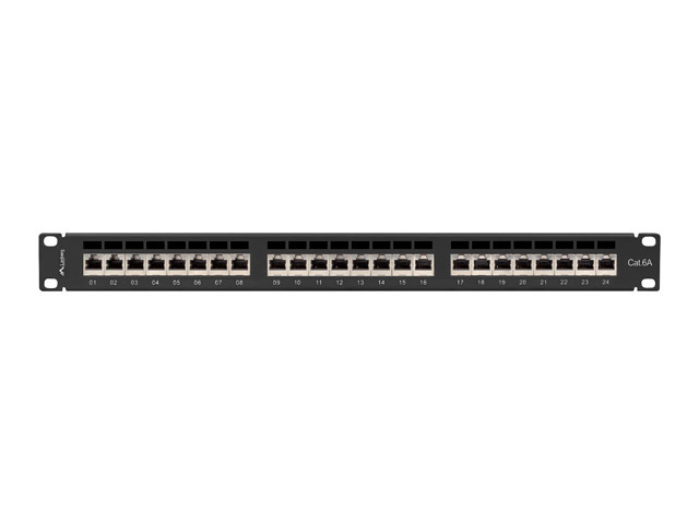 LANBERG PATCH PANEL 24 PORTŮ 1U 19" CAT.6A FTP STÍNĚNÝ ČERNÝ